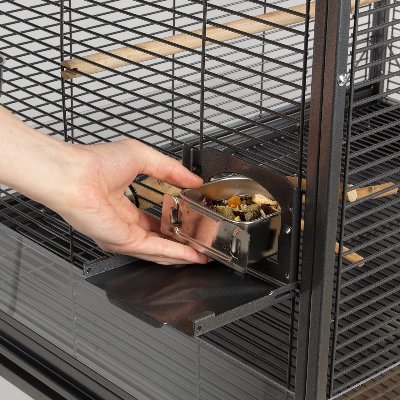 Montana Cages Vogelkäfig Madeira III - Antik, Käfig, Voliere für Sittiche waagerechte Verdrahtung & Anflugklappe