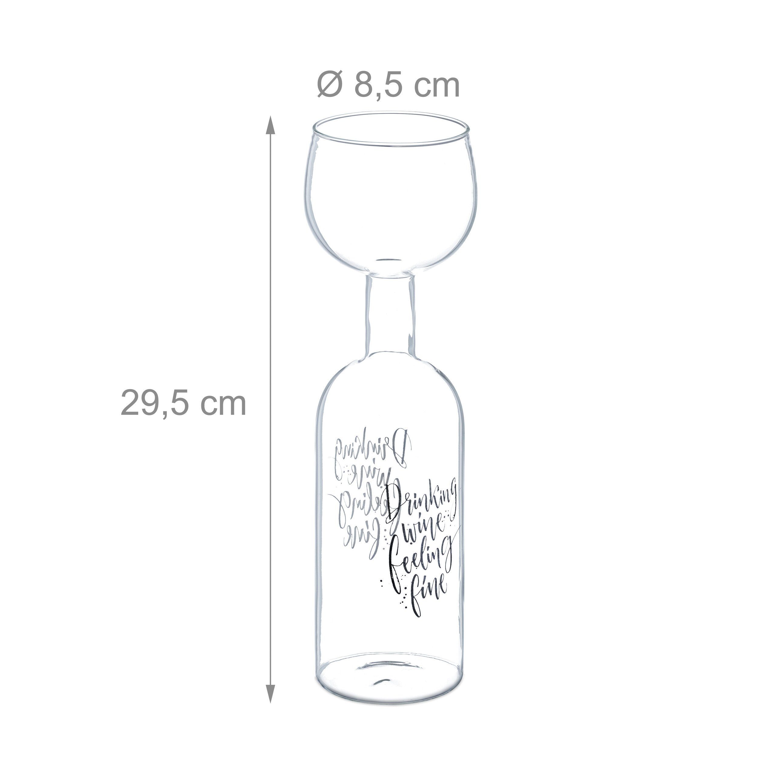 relaxdays Weinglas Weinflasche mit Glas 750 ml, 1-tlg., Glas – Bild 4 von 5