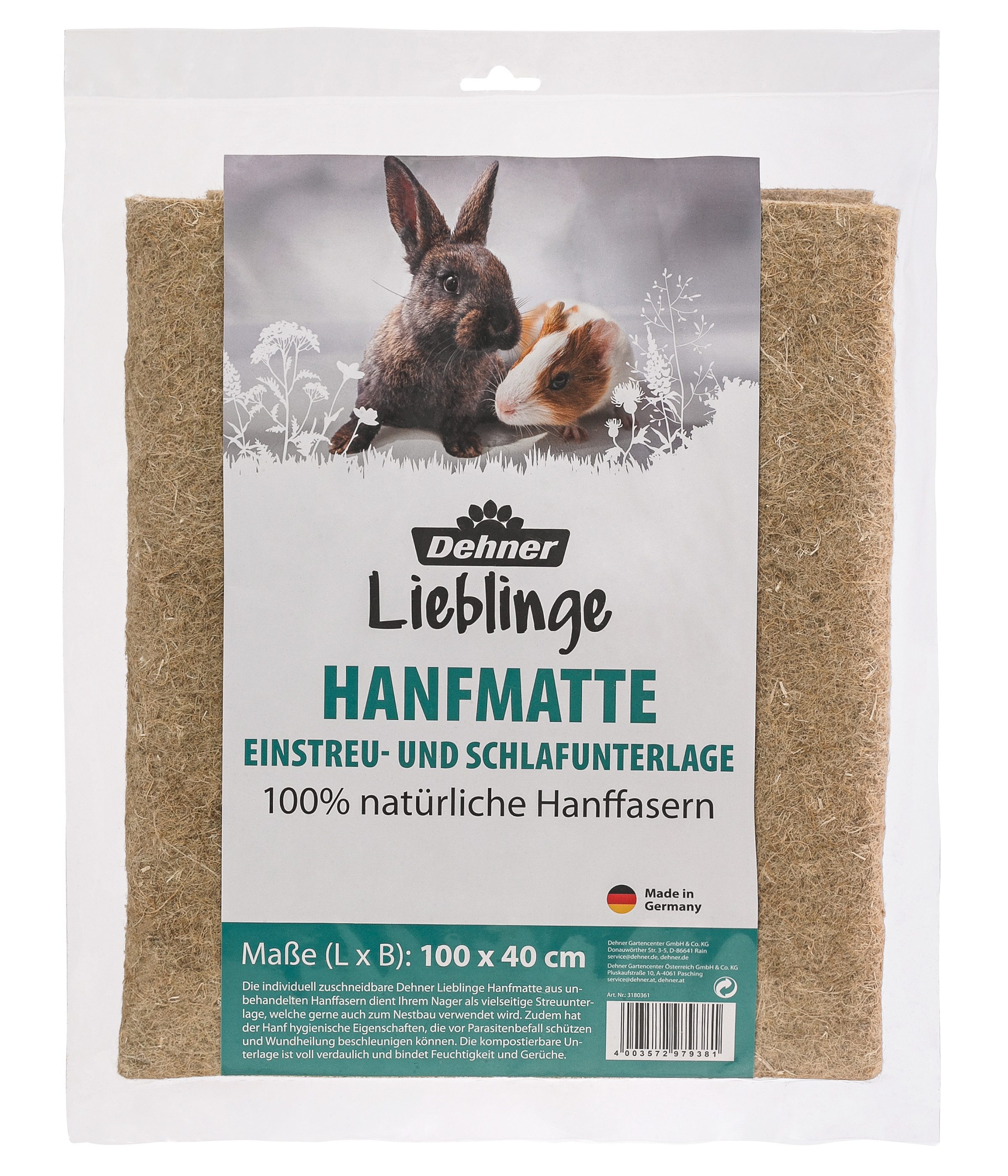 Kleintierhaus Hanfmatte für Nager, 100 x 40 cm
