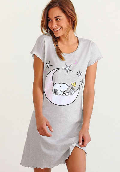 PEANUTS Nachthemd mit Snoopy-Print und Kräuselsäumen