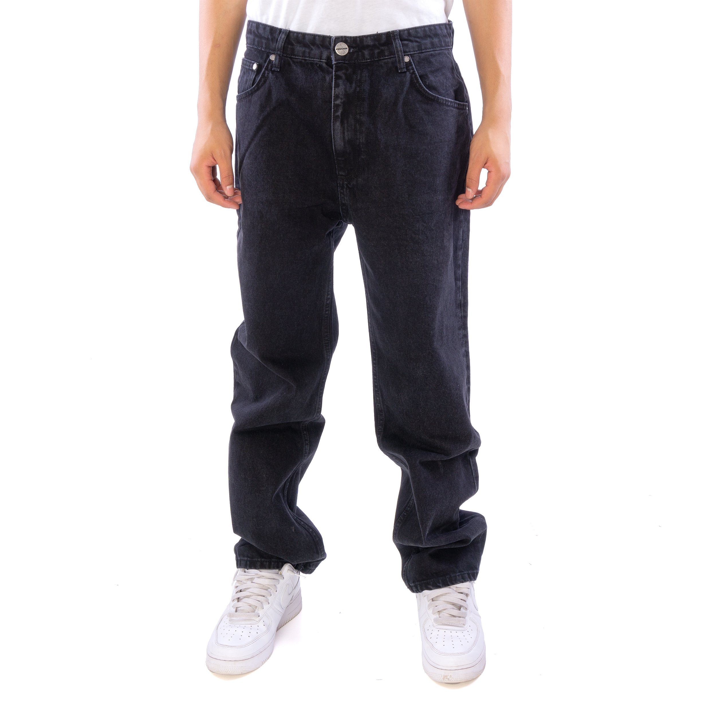 schwarz Hose Slim-fit-Jeans Jeans (1-tlg) Baggy black washed Tibo Pegador Herren Pegador