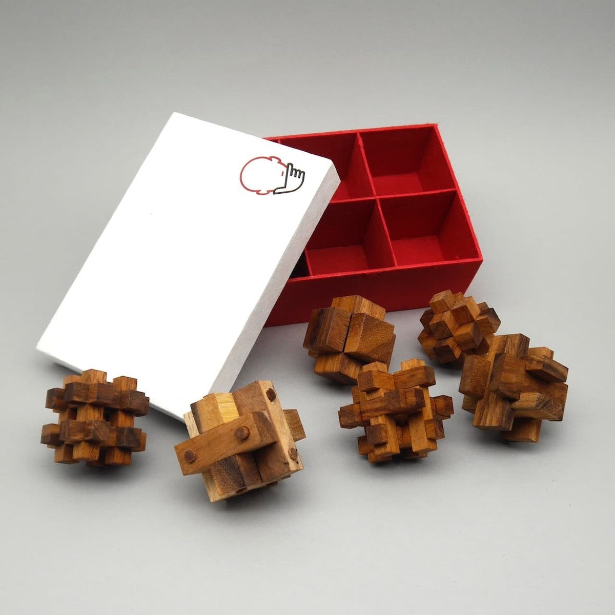 ROMBOL Denkspiele Spiel Knobelspiele-Set - Geschenkidee für Denker, Geschenkbox, Holzpuzzle