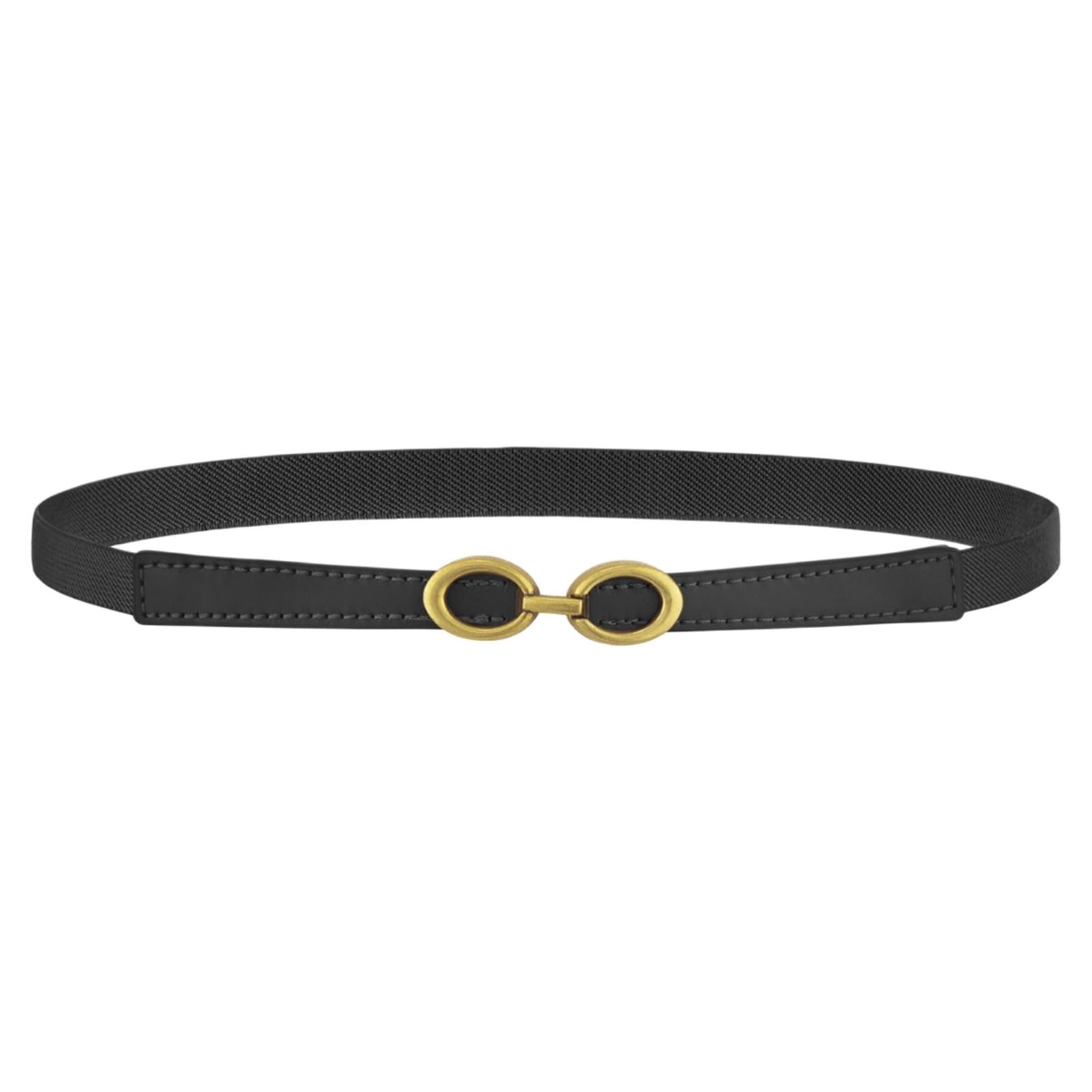 Zaewry Hüftgürtel Frauen Dünner elastischer Gürtel für Kleider Dünne Retro Stretch Taille Gürtel mit goldener Schnalle