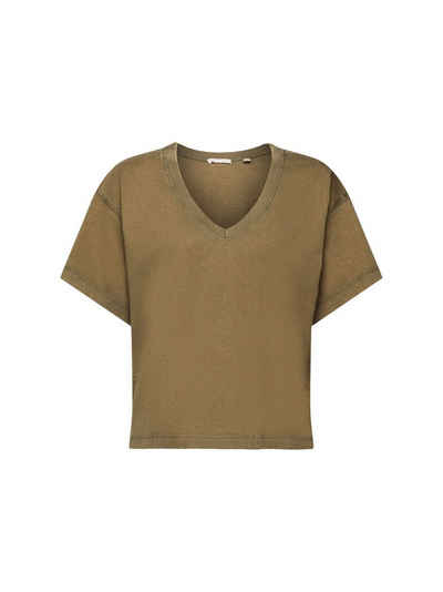 edc by Esprit T-Shirt T-Shirt mit V-Ausschnitt aus Baumwolle (1-tlg)