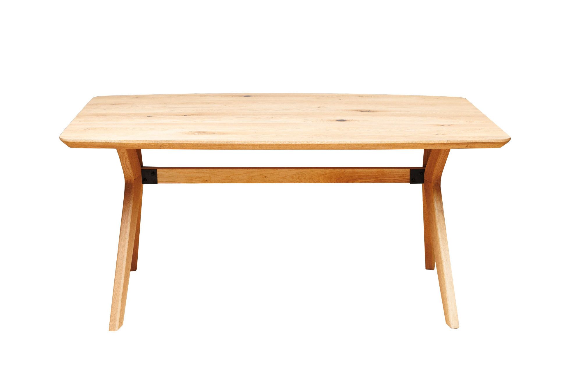 OTTO home Esstisch Arco Küchentisch, Tisch, Speisetisch, Esszimmertisch, Familientisch, 4 cm Tischplatte, Eiche geölt, Schweizer Kante & gekreuzte Beine