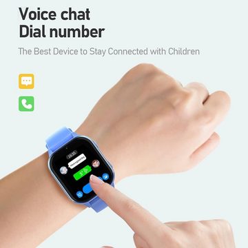 SEVGTAR Lange Standby-Zeit Uhr für Kinder 4–12 Jahren mit Videoanruf Smartwatch (1.85 Zoll, Android / iOS), mit 4G WIF/GPS Tracker/Bluetooth, Anrufe, Schulmodus, SOS-Funktion