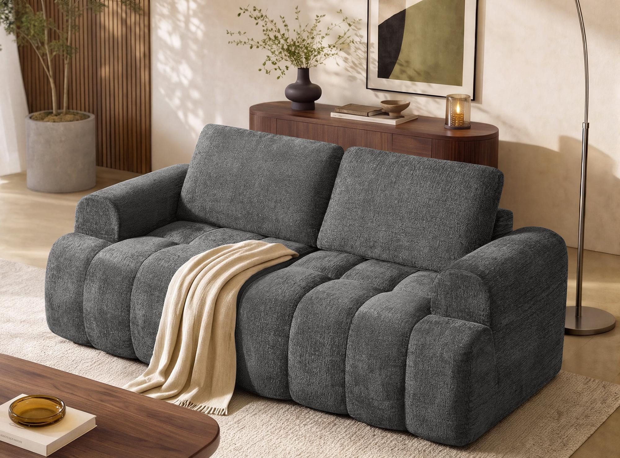 VASAGLE 2-Sitzer Modulares Sofa, Rahmenlose Chenille Couch, 176 x 92 x 85 cm, flexible Modulgestaltung, vielseitige Nutzung,für Wohnzimmer