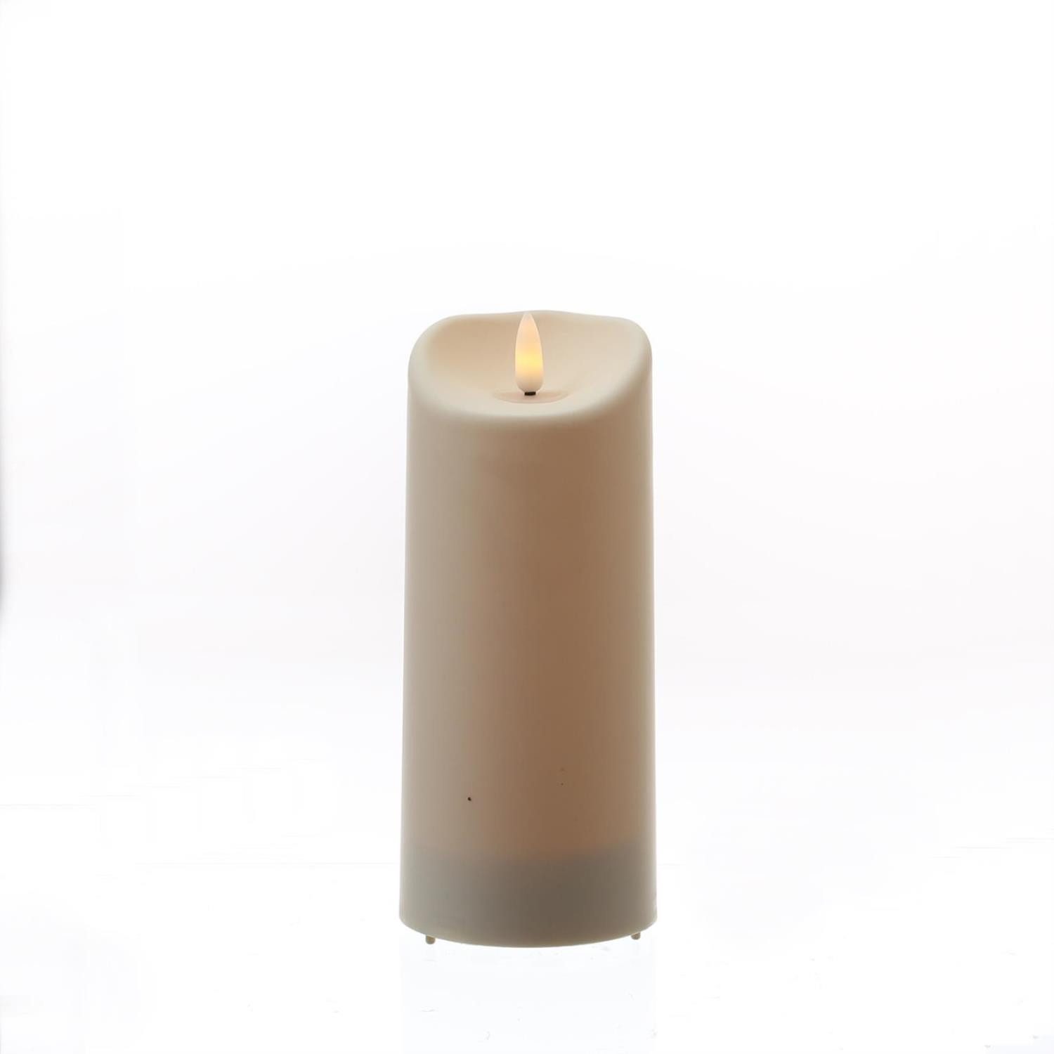 MARELIDA LED-Kerze für Außen Garten Balkon flackernd H: 17,5cm D: 7,5cm Timer creme, LED Classic, warmweiß (2100K bis 3000K)