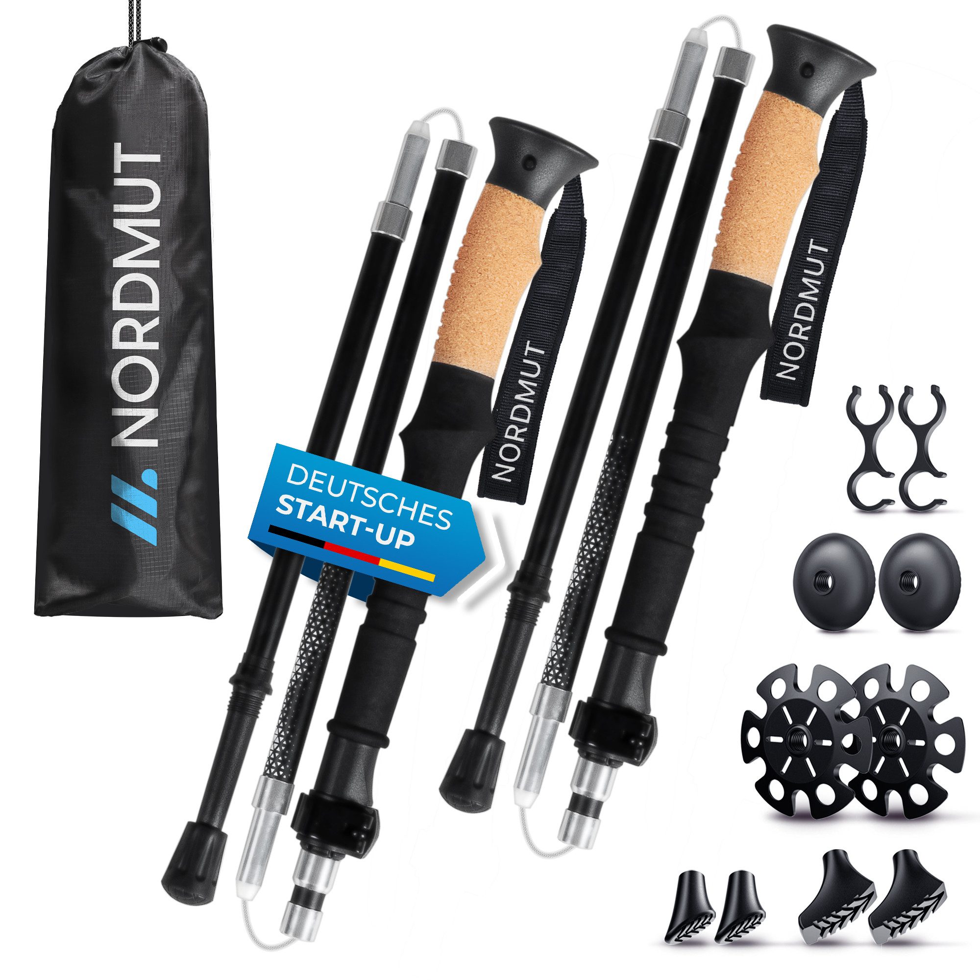 Nordmut Wanderstöcke NORDMUT® Wanderstöcke faltbar – Ultraleichte Nordic Walking Stöcke