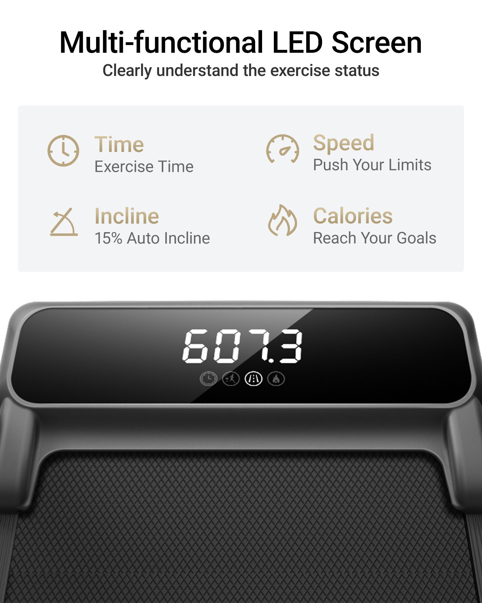 ROBORE Laufband X8F Walking Pad mit Neigungsverstellung von 0–20 %, 1–12 km/h, mit Fernbedienung und LED-Anzeige, für zu Hause und im Büro