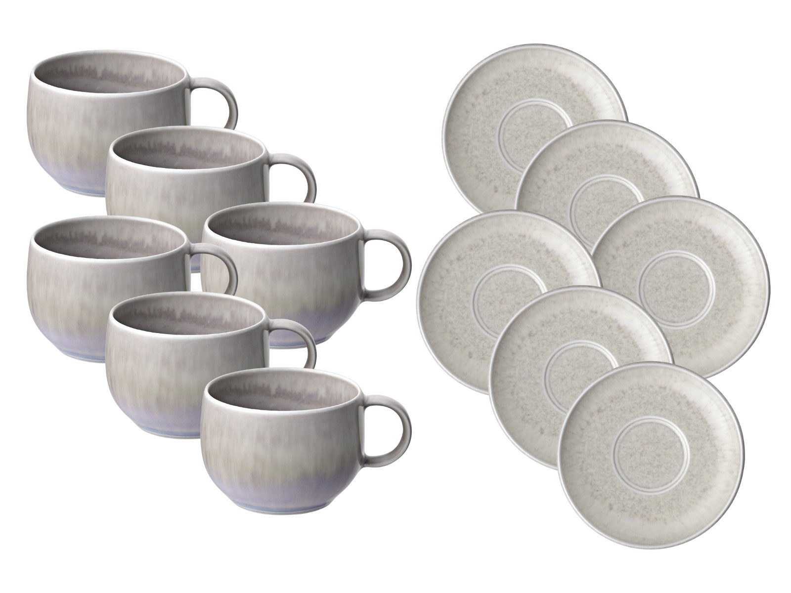 like. by Villeroy & Boch Frühstücks-Set Perlemor Sand Kaffeetasse mit Untertasse 0,19l Set6