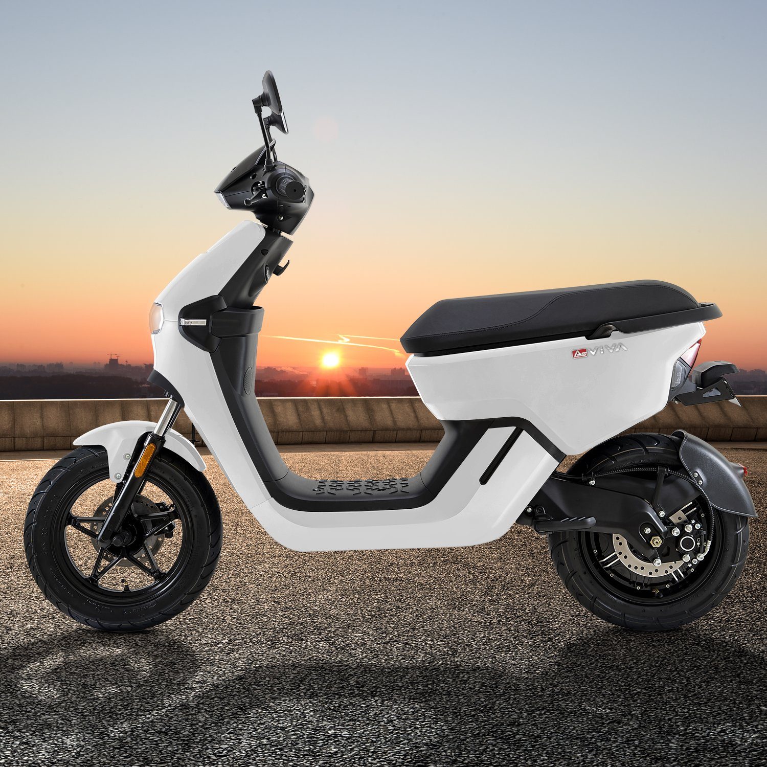 W, 1200W EM1_WHITE, Wegfahrsperre 45 km/h, Alarmanlage E-Motorroller AsVIVA EM1 Doppelakkusystem Keyless-Go 45km/h 1200,00