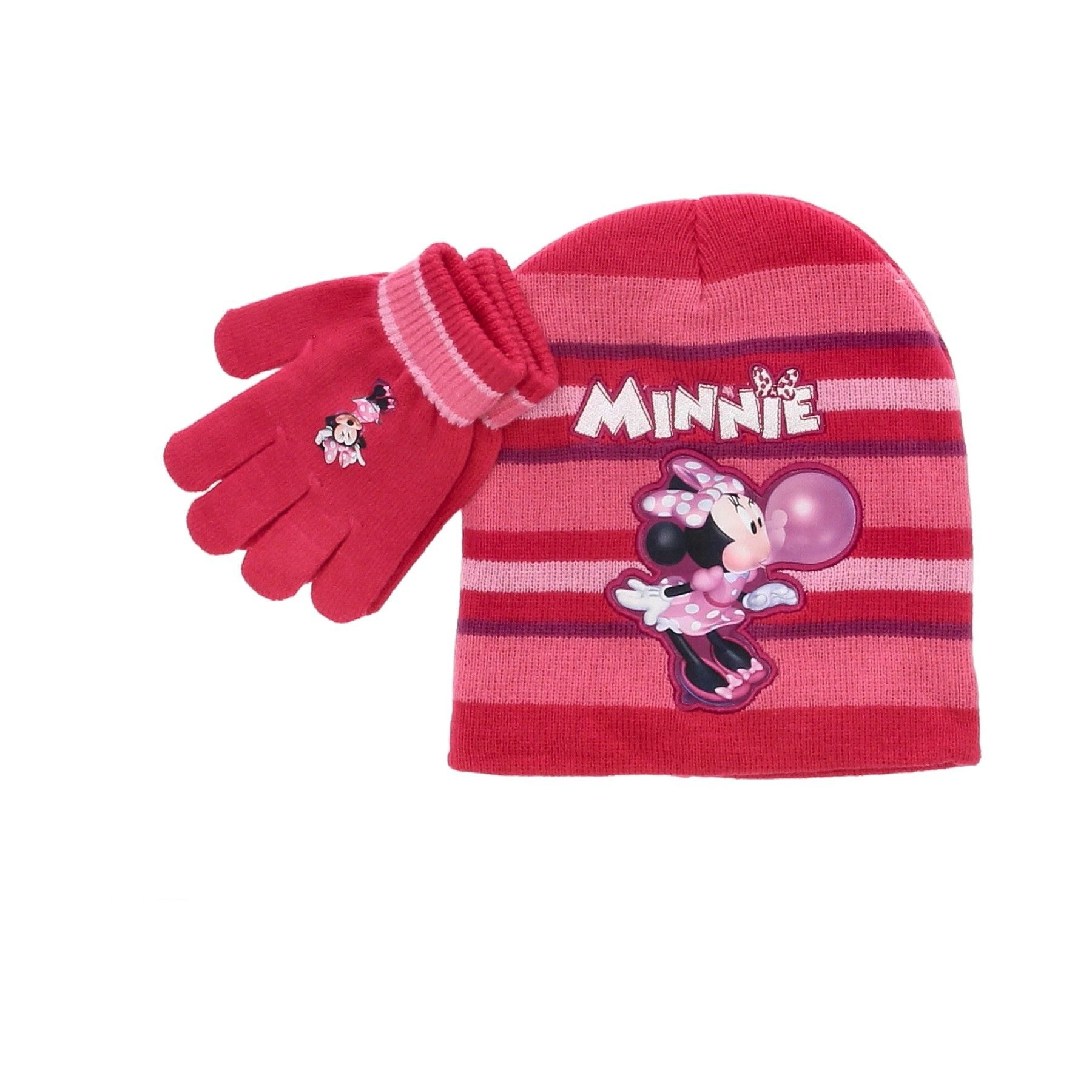 Disney Minnie Mouse Skimütze Winterset Mütze und Handschuhe für Kinder