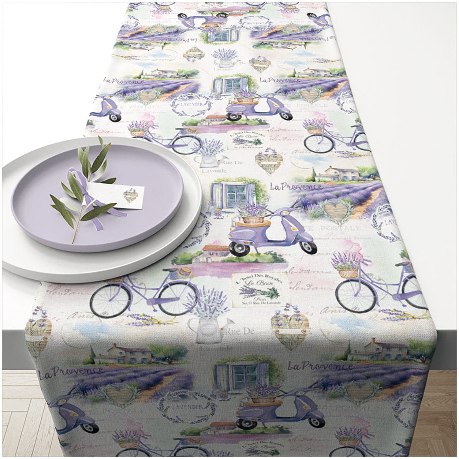 Ambiente® Tischläufer La Provence (1-tlg, 1-teilig), Tischläufer Tischdecke ca.40x150cm Baumwolle