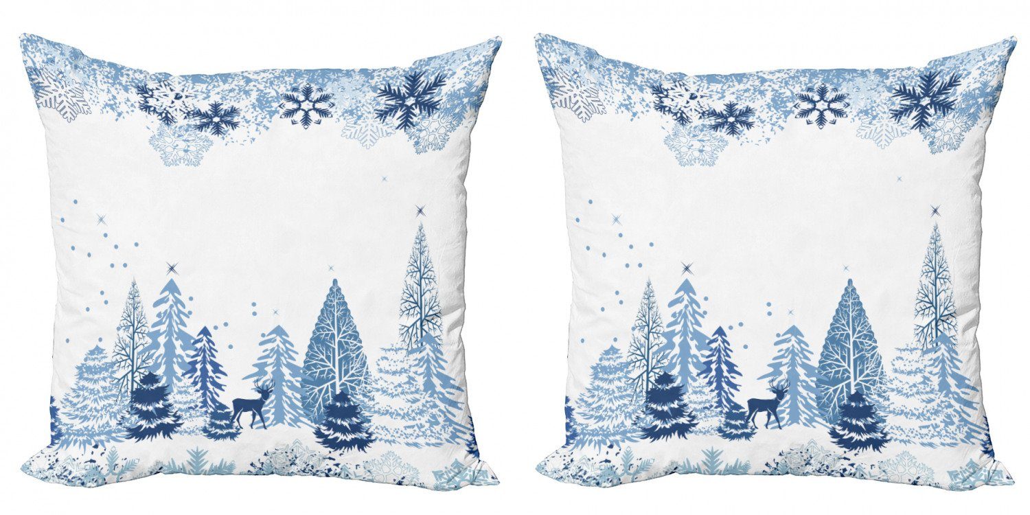 Kissenbezüge Modern Accent Doppelseitiger Pine Trees (2 Deer Abakuhaus Weihnachten Winter Stück), Digitaldruck