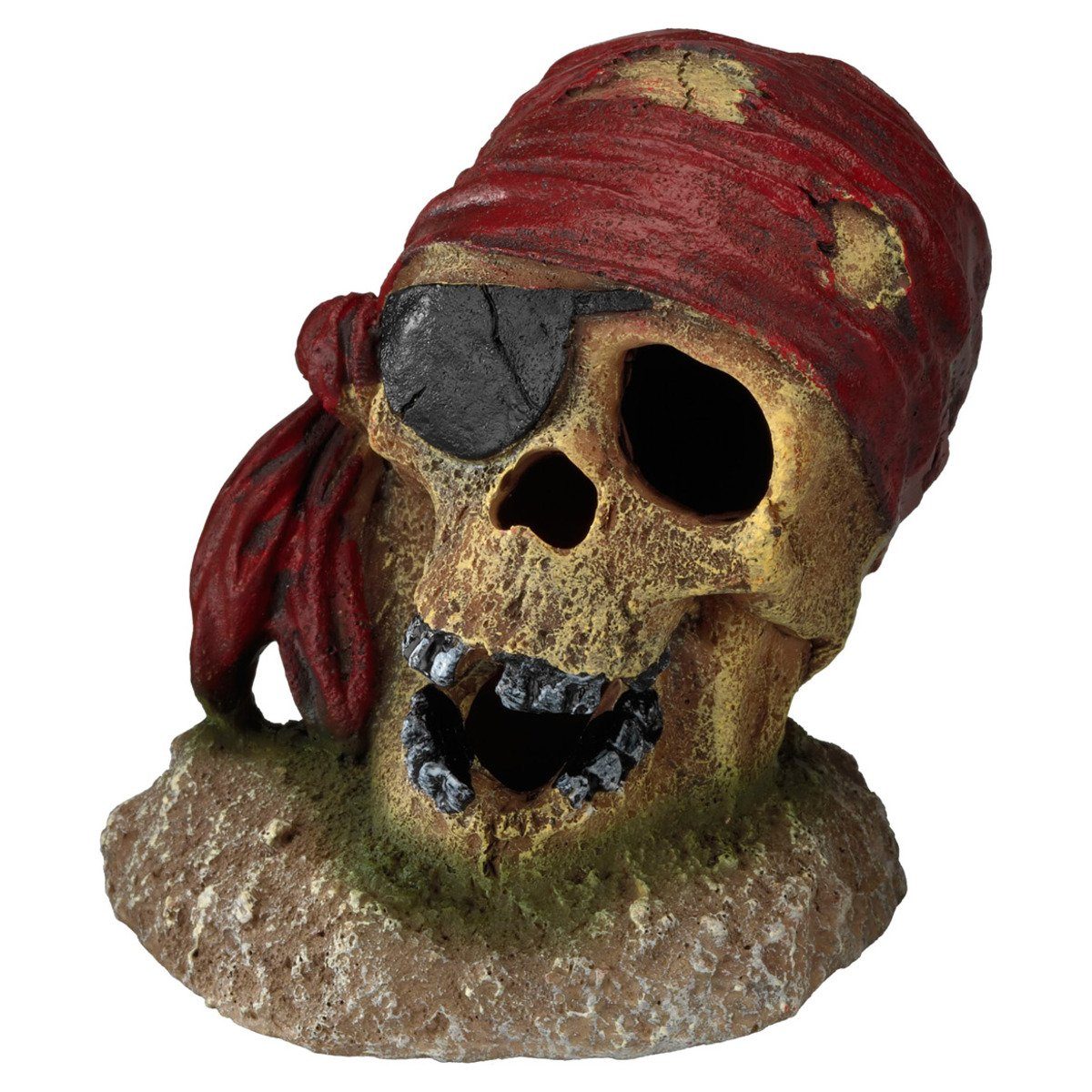 Aquariendeko Aquariumdekoration Piraten-Totenkopf mit Augenklappe