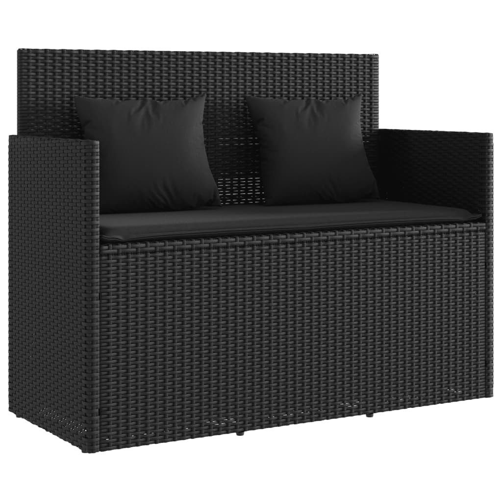 furnicato Gartenbank Schwarz 120 x 50 x 90,5 cm mit Stauraum, Witterungsbeständige Sitzbank mit Gasfeder und waschbaren Bezügen