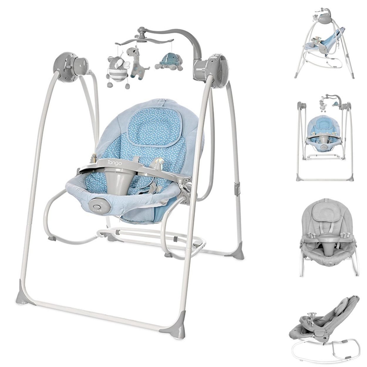 LORELLI Babywippe Tango 2 in 1, MP3-Funktion, Fernbedienung, Mobile, 5-Punkt-Gurt, Vibration