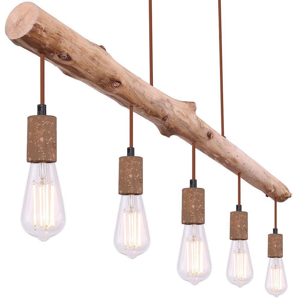 etc-shop Hängeleuchte, Leuchtmittel Hänge Wohn Leuchte Zimmer inklusive, Holz Pendel RETRO Lampe Decken nicht Balken