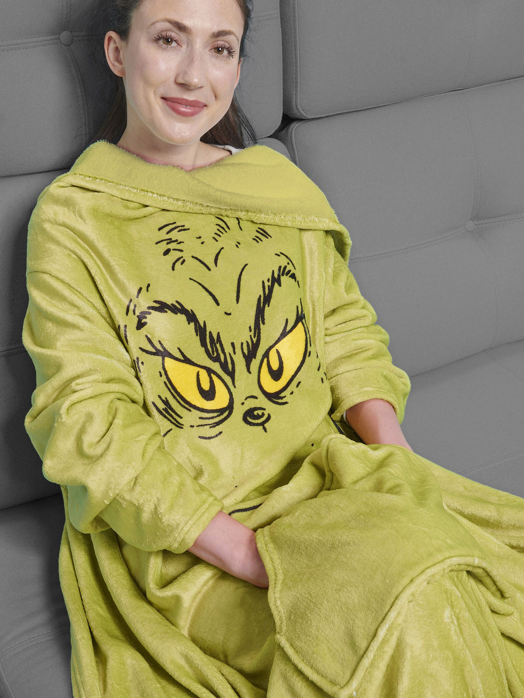 Wohndecke The Grinch TV Decke mit Ärmeln und Taschen Kuscheldecke 130 x 170 günstig online kaufen