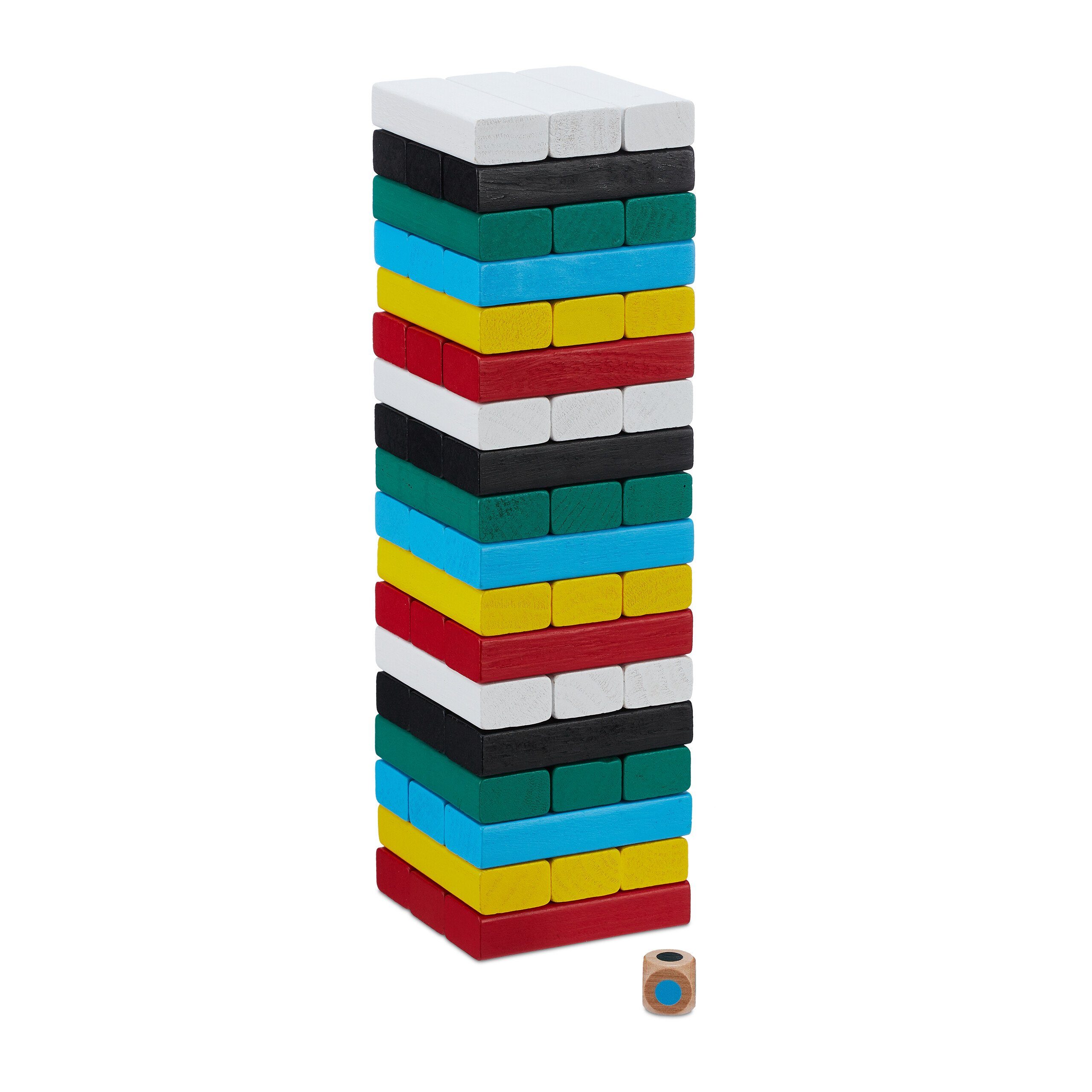 relaxdays Stapelspielzeug Bunter Wackelturm aus Holz