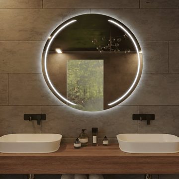 Village Design Badspiegel Rund Spiegel Theo, Spiegel mit LED Beleuchtung, Badspiegel rund
