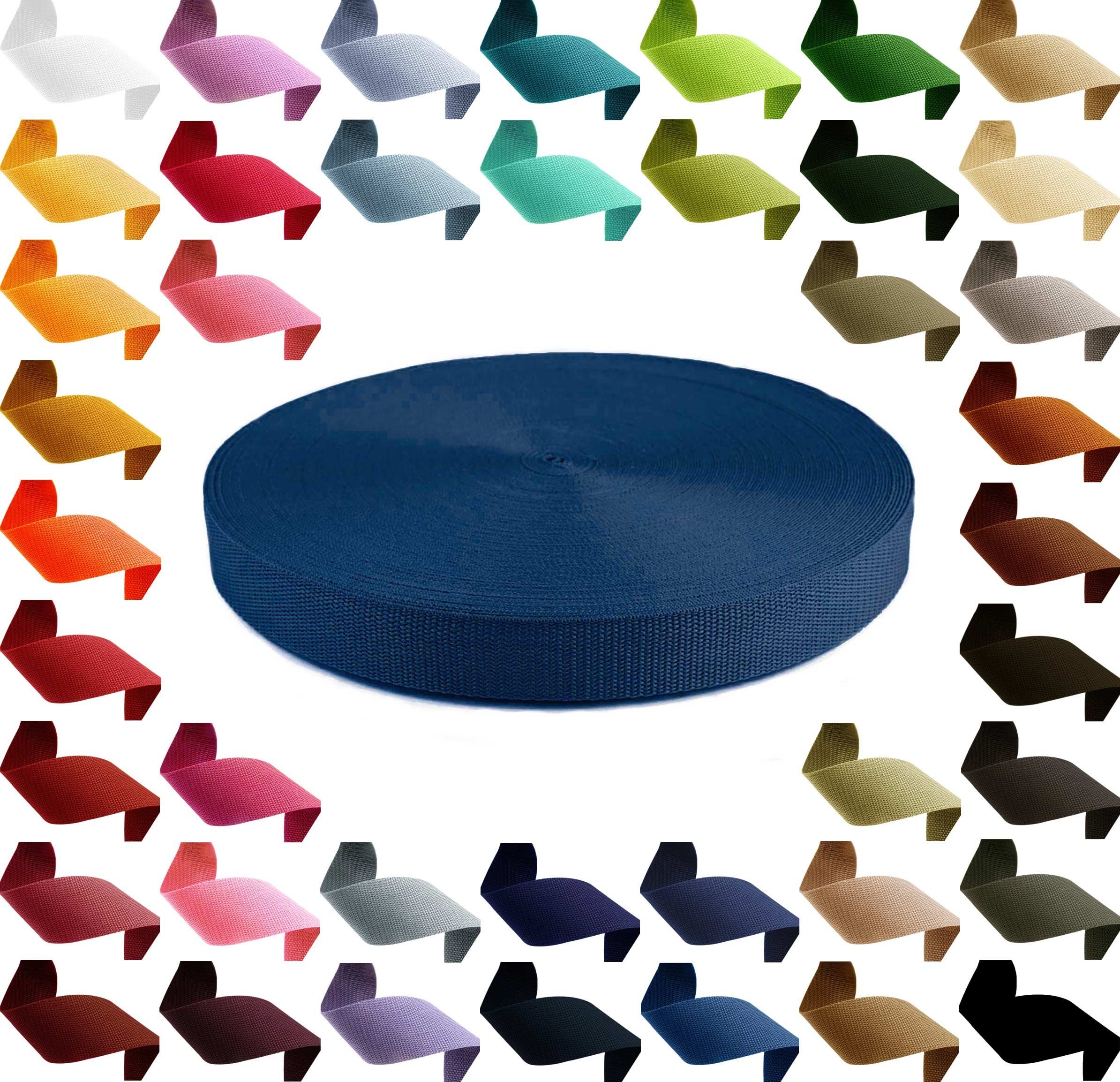 maDDma 12m Gurtband, 919 1,3mm marineblau Polypropylen, 50mm PP Rollladengurt, breit, Farbwahl stark