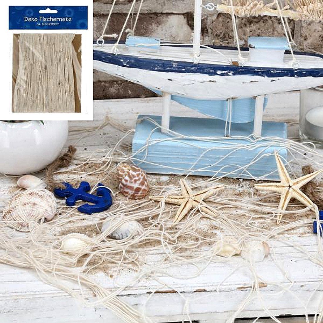 Macosa Home Wanddekoobjekt Fischernetz maritime Deko Gartenhaus Badezimmer günstig online kaufen