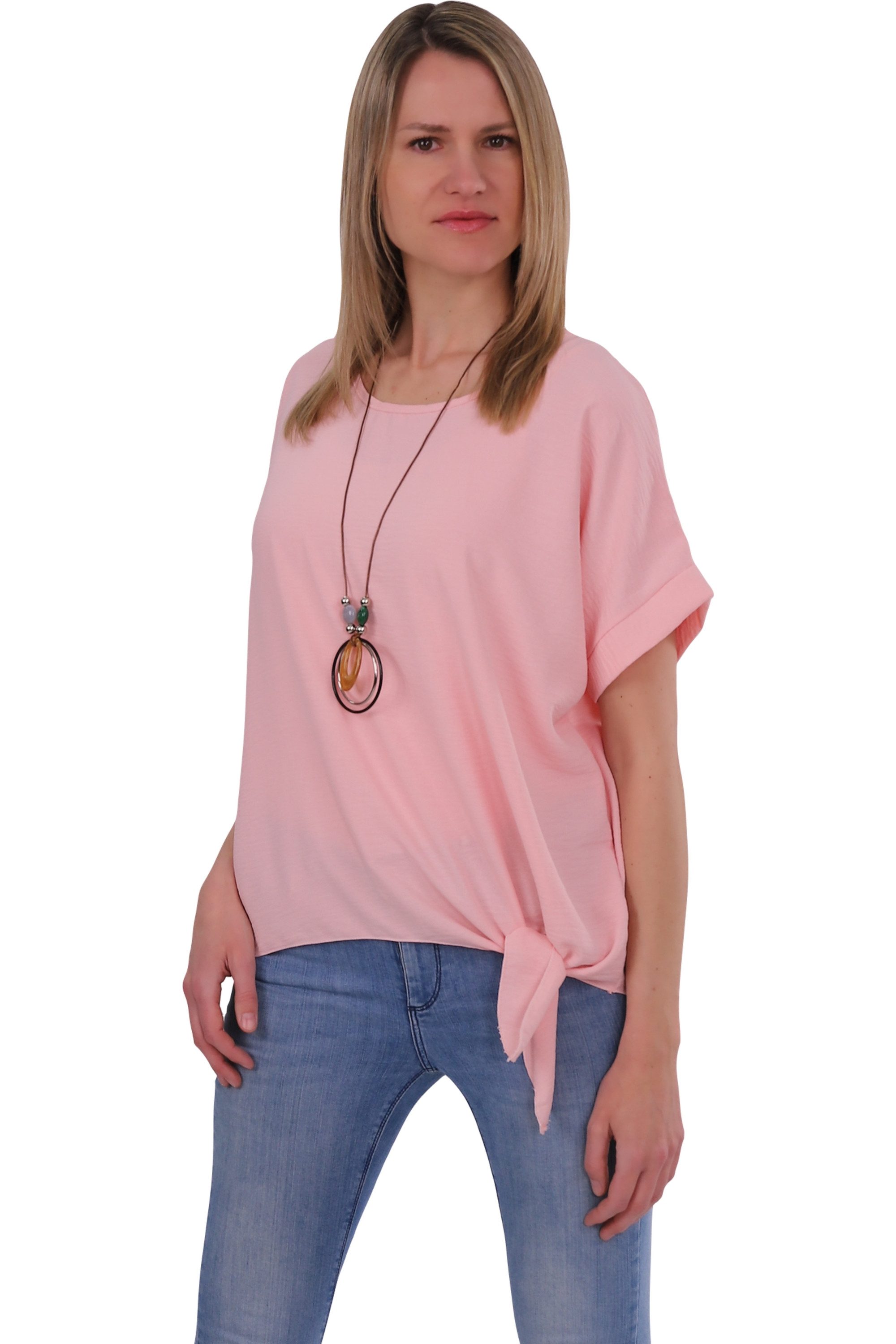 malito more than fashion Blusenshirt malito Damen Blusenshirt 10508 mit Bindeknoten und Kette Einheitsgröße – Bild 4 von 5