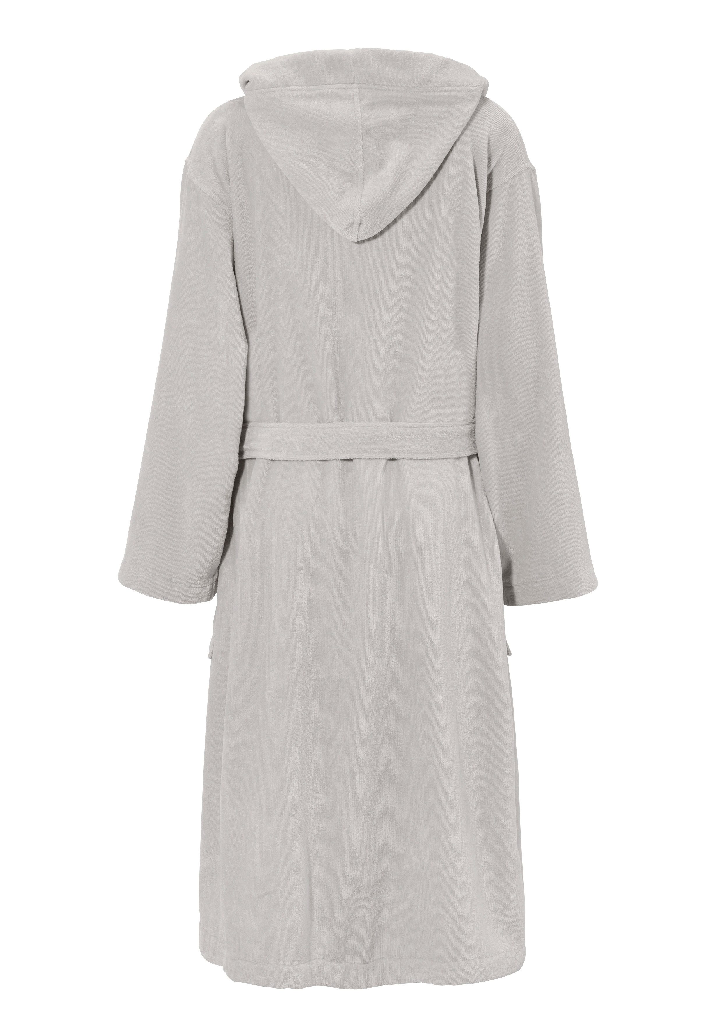 Bruno Banani Unisex-Bademantel Daniel, ideal für Sauna & Spa, Hotelbademantel, Morgenmantel, Langform, Veloursfrottier, Kapuze, Gürtel, Damen & Herren Bademantel, lang, mit Taschen, S-5XL