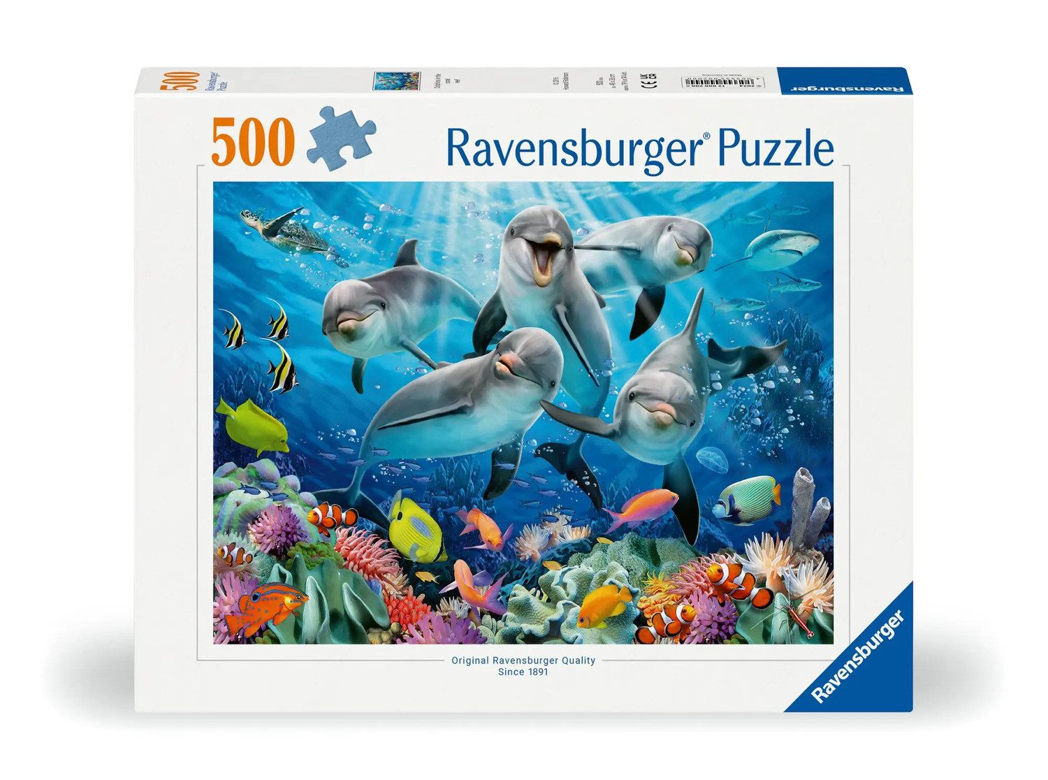 Ravensburger Puzzle Erwachsenenpuzzle 500 Teile - Delfine im Korallenriff, günstig online kaufen