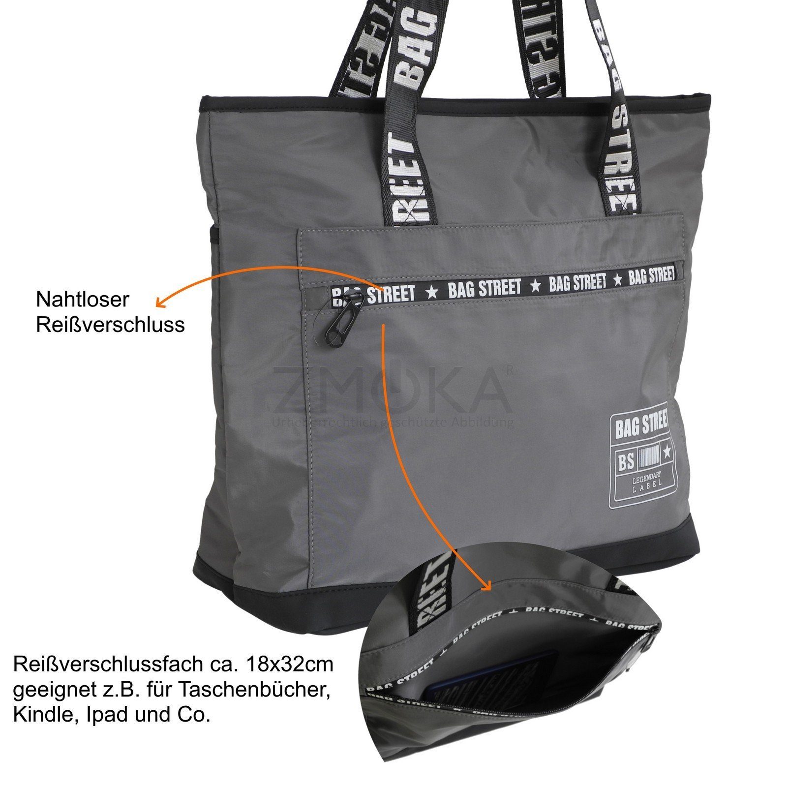 Schultertasche Handtasche BAG STREET Street - leichter Auswahl Shopper Bag Damen Handtasche Grau