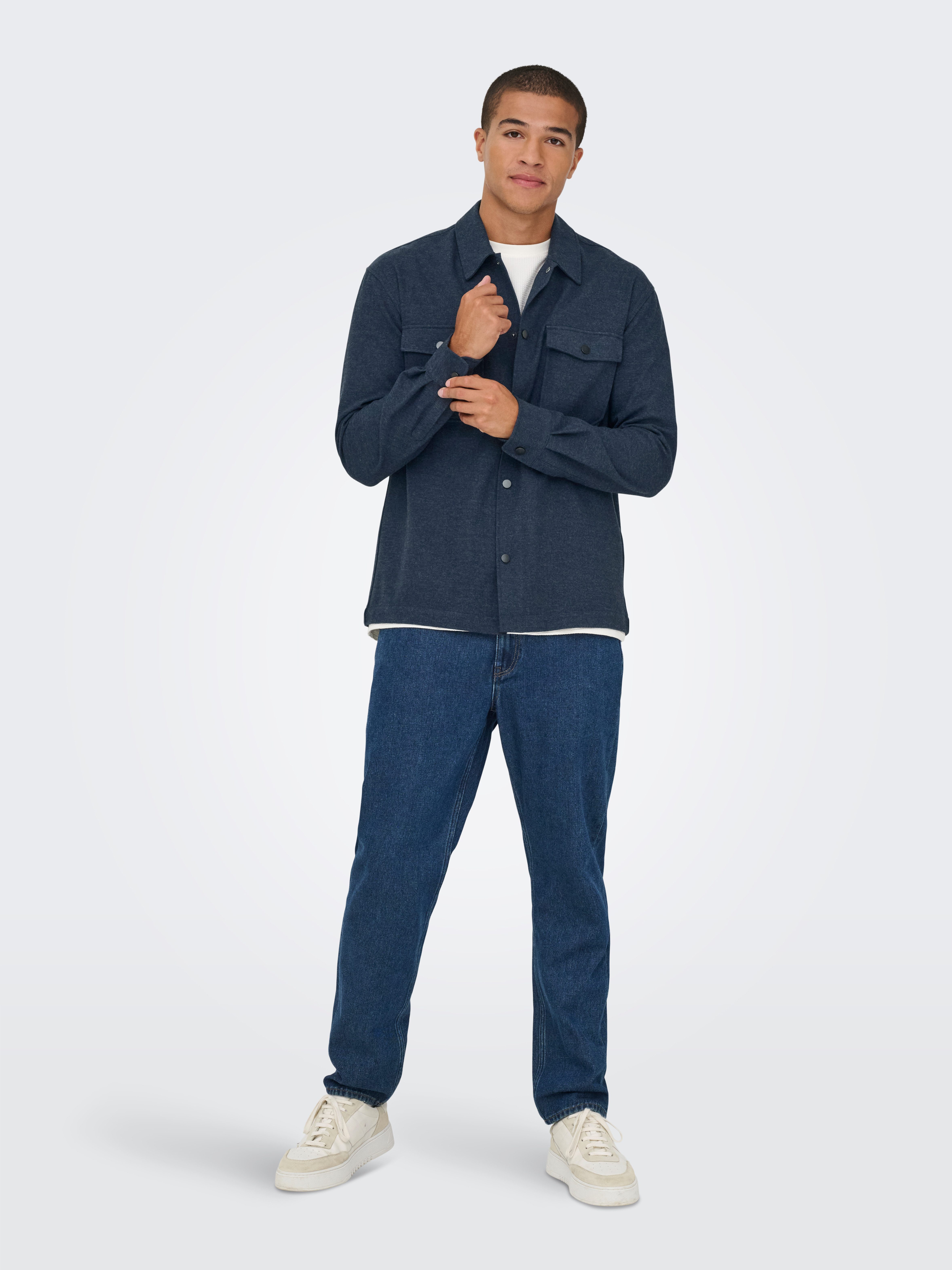 ONLY & SONS Langarmhemd ONSMARK BRUSHED 0353 OVERSHIRT Materialmix, regular fit