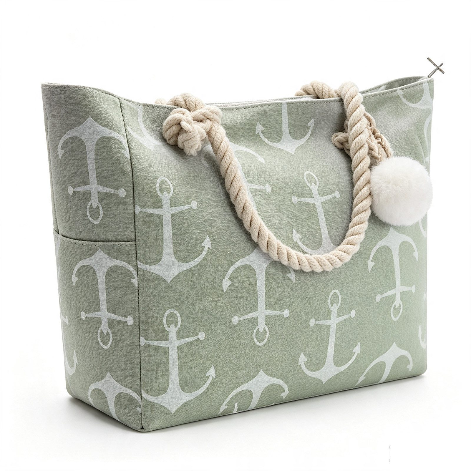 MOPUEA Strandtasche Strandtasche Familie Badetasche Schwimmtasche Damen mit Reißverschluss (Strandtasche Damen / Einkaufstasche, Große Canvas Tasche mit vielen Fächern und wasserdichtem Futter), Groß, robust, wasserabweisend, viele Fächer, vielseitig nutzbar
