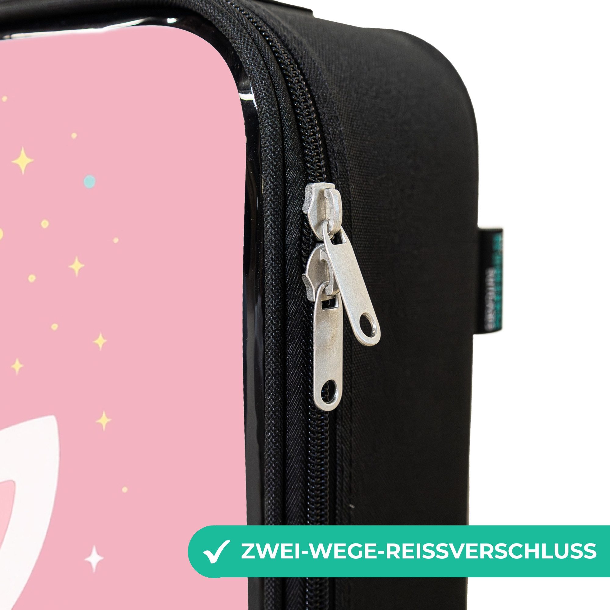 NoBoringSuitcases.com© Kinderkoffer mit leuchtende Räder - Einhorn - Blumen - Rosa, 2 Rollen, Kinder Koffer Klein, Trolley Handgepäck, Reisekoffer