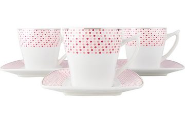 Seranova Kaffeeservice Mozaik, Kaffeetassen-Set, große Kaffeetassen, 12 Teilig (12-tlg), Porzellan
