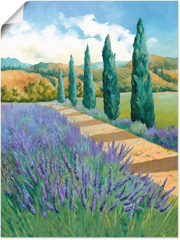 Artland Wandbild Weg durchs Lavendelfeld, Felder (1 St), als Alubild,  Leinwandbild, Wandaufkleber oder Poster in versch. Größen