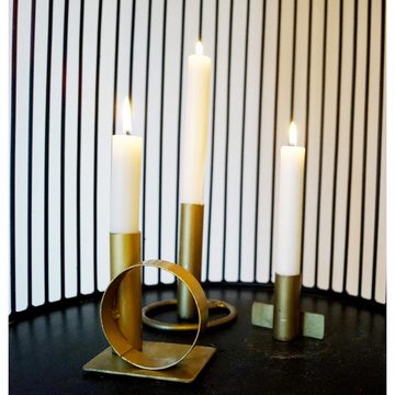Macosa Home Kerzenhalter Kerzenhalter Gold Metall modernes Design Industrial Deko Kerzenständer, Tisch-Dekoration Kerzenhalter Kerzen-Halter Deko