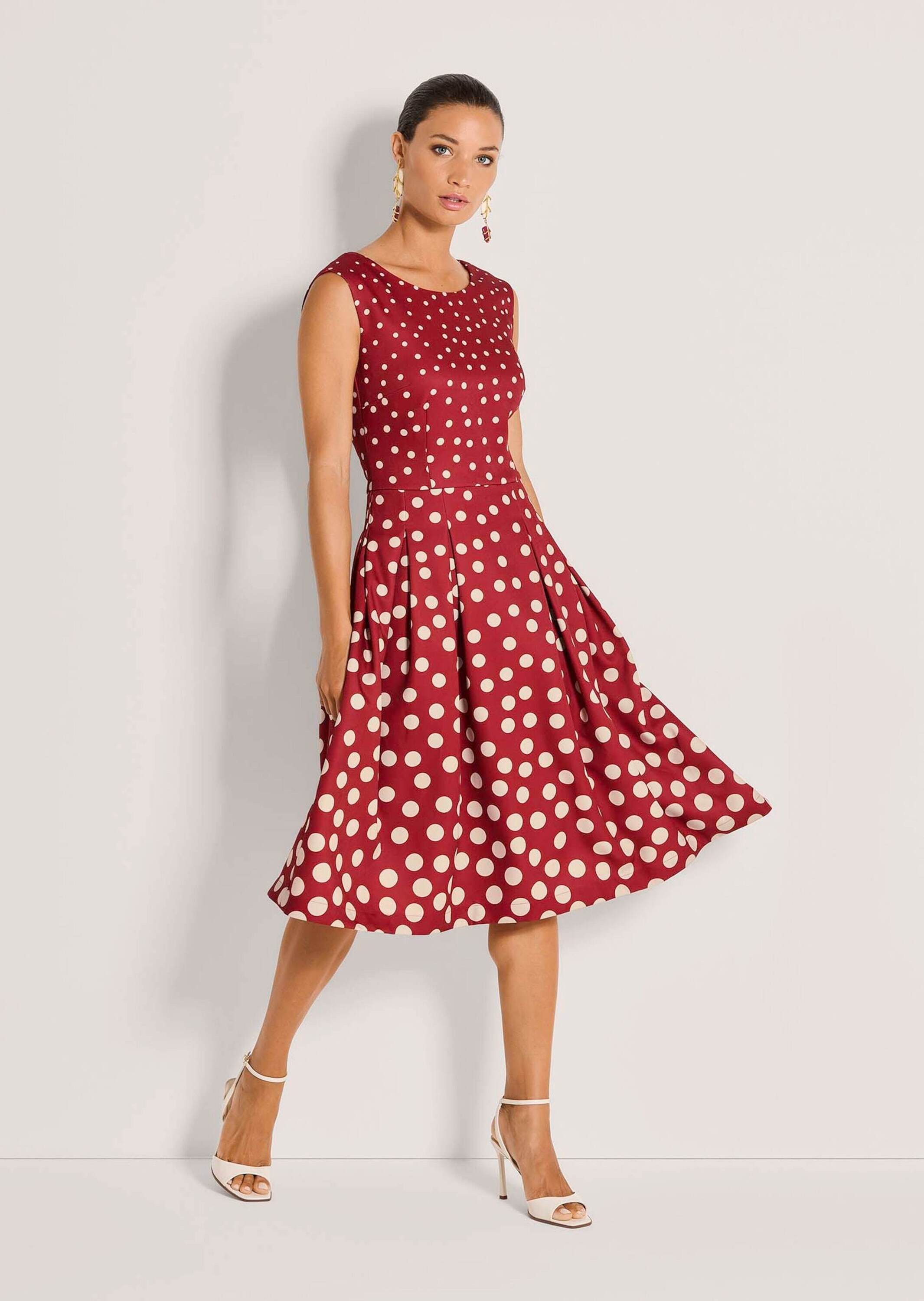 MADELEINE Midikleid Kurzarm Tupfenkleid in Midilänge Ärmelloses Design mit V-Ausschnitt hinten