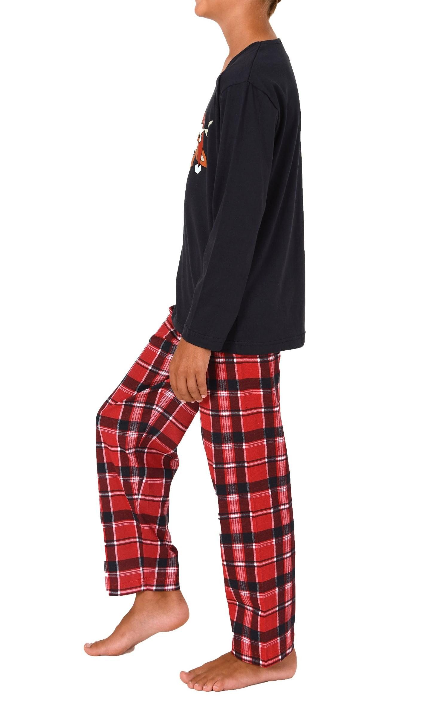 Normann Pyjama Kinder Weihnachts Schlafanzug UNISEX Pyjama mit Renntier Motiv – Bild 2 von 4
