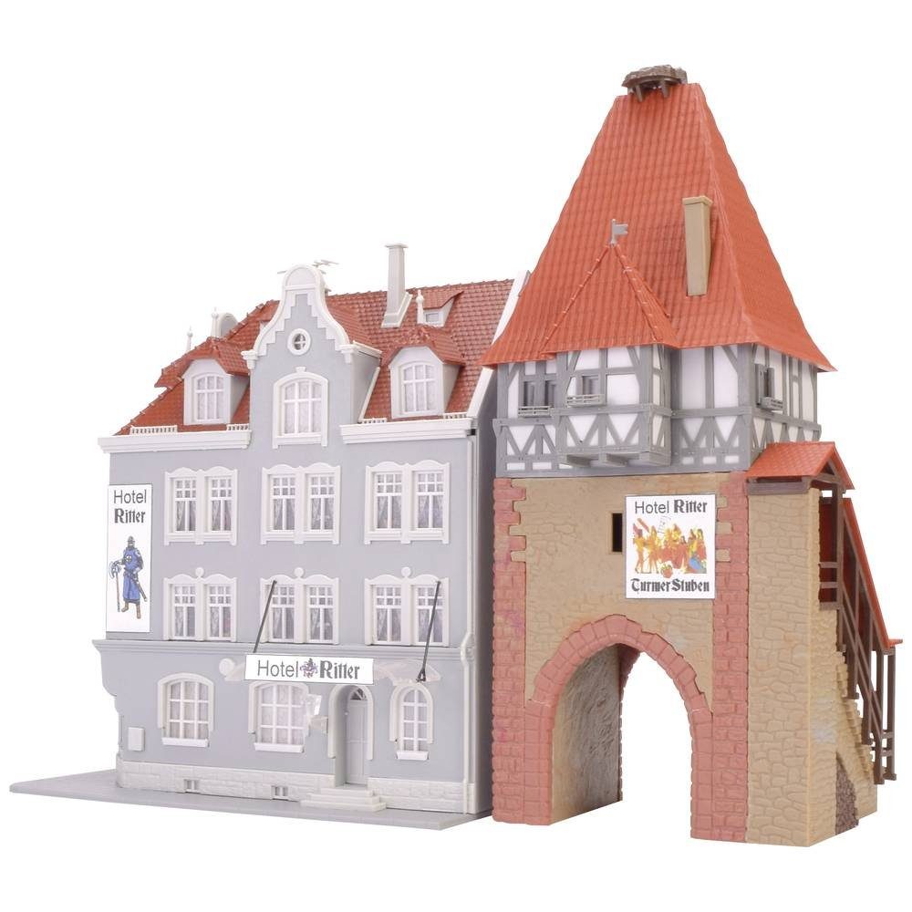 Modelleisenbahn-Gebäude H0 Hotel Ritter mit Stadttor - Sonderserie