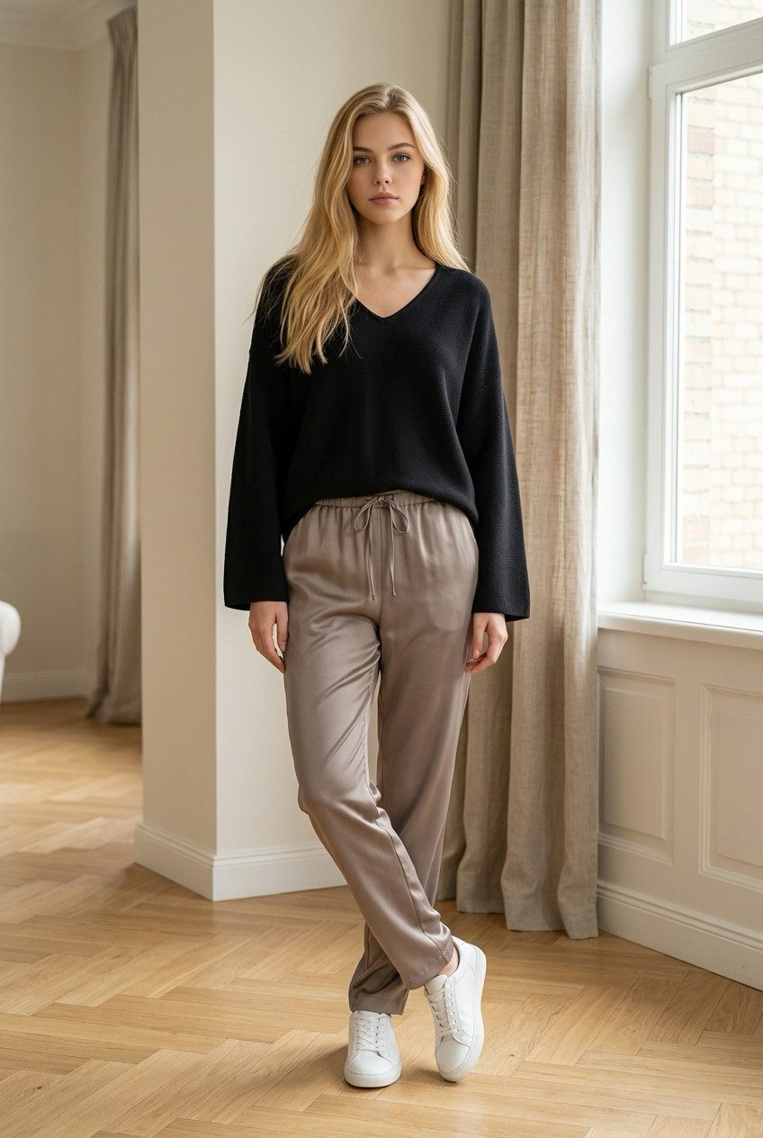 Zuckerwatte V-Ausschnitt-Pullover 25479 feingestrickt aus wertiger Viskose Stretch Mischung
