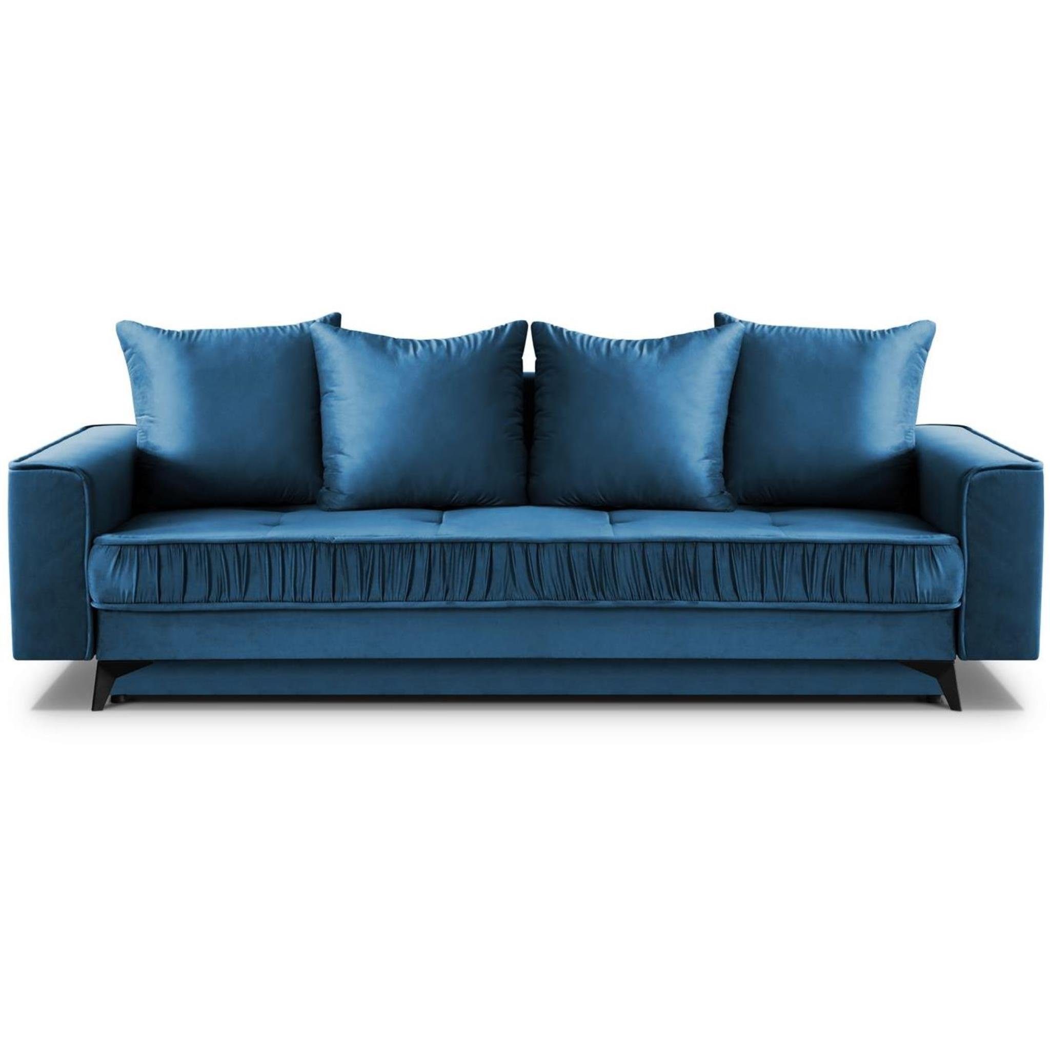 Beautysofa 3-Sitzer Schlafsofa MONACO mit Bettkasten, 195x133 cm Liegefläche, Modern Design
