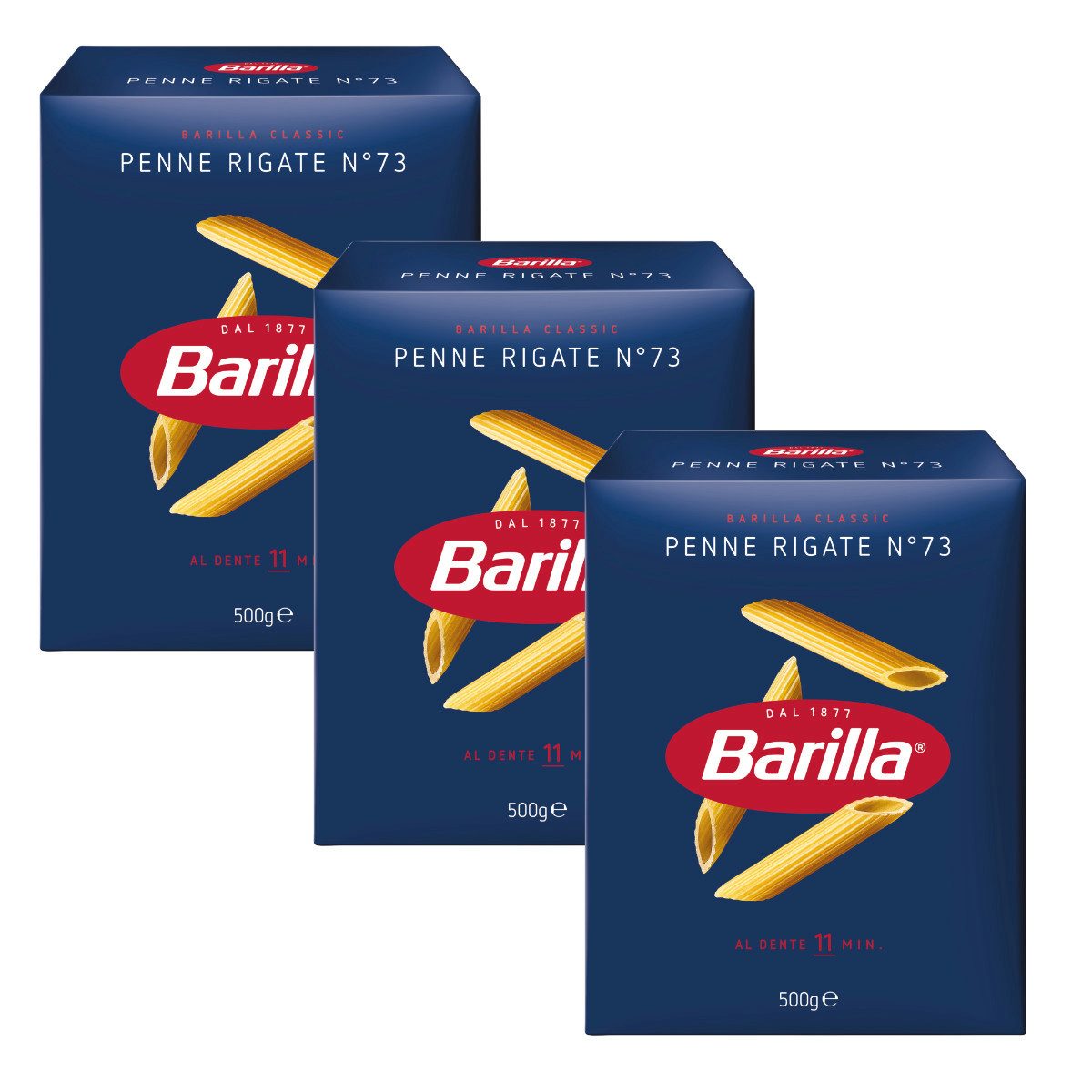 Barilla Nudeln, Barilla Nudeln Penne Rigate Nummer 73 Hartweizennudeln 3er Pack