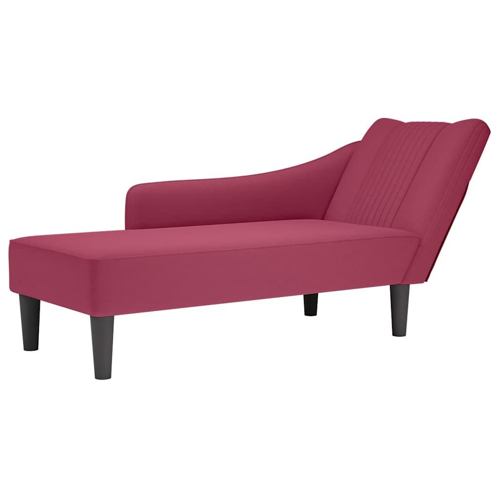 vidaXL Chaiselongue Chaiselongue mit Rechter Armlehne Weinrot Samt, 1 Teile