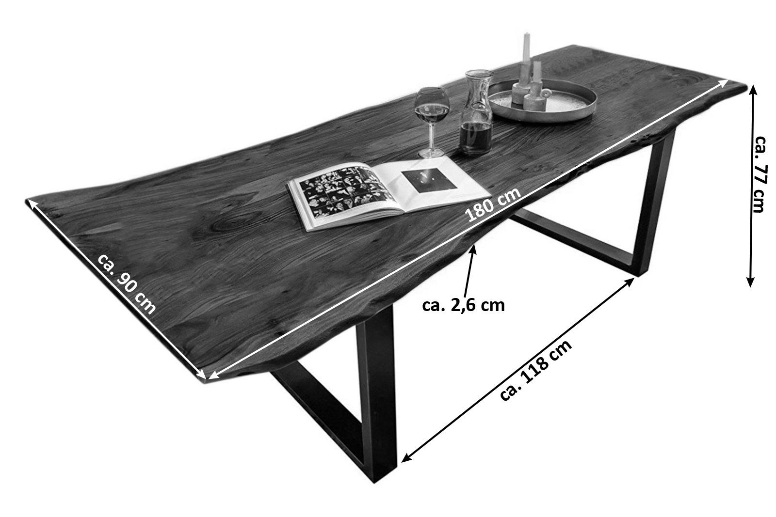SAM® Baumkantentisch Kapalua, Baumkante, Akazienholz massiv, günstig online kaufen