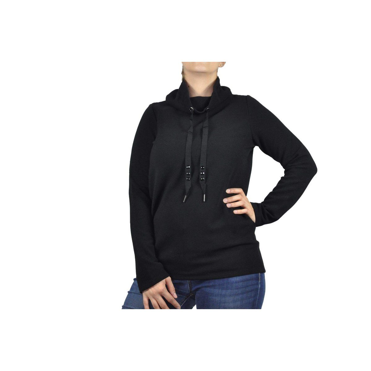 schwarz Sweatshirt (1-tlg) APPIA VIA fit regular