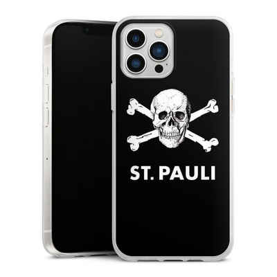 DeinDesign Handyhülle FC St. Pauli Totenkopf Offizielles Lizenzprodukt, Apple iPhone 13 Pro Max Silikon Hülle Bumper Case Handy Schutzhülle
