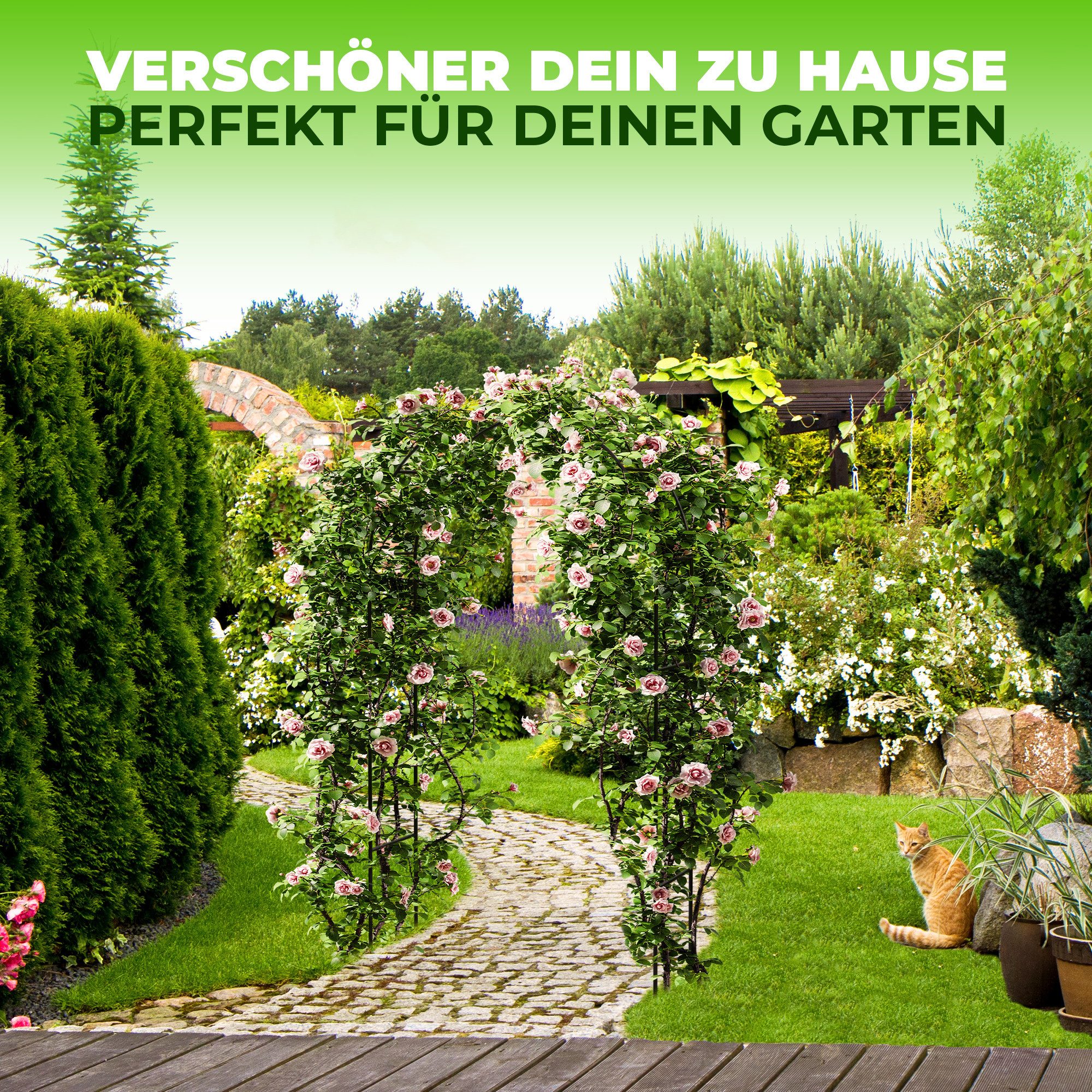 STAHLMANN COMMERCE GmbH Rosenbogen Metall, 240 × 140 × 37 cm, rostfrei, wetterfest, für Rankpflanzen Komplettset, Rosenbogen, rostfrei, wetterfest, kinderleicht aufzubauen