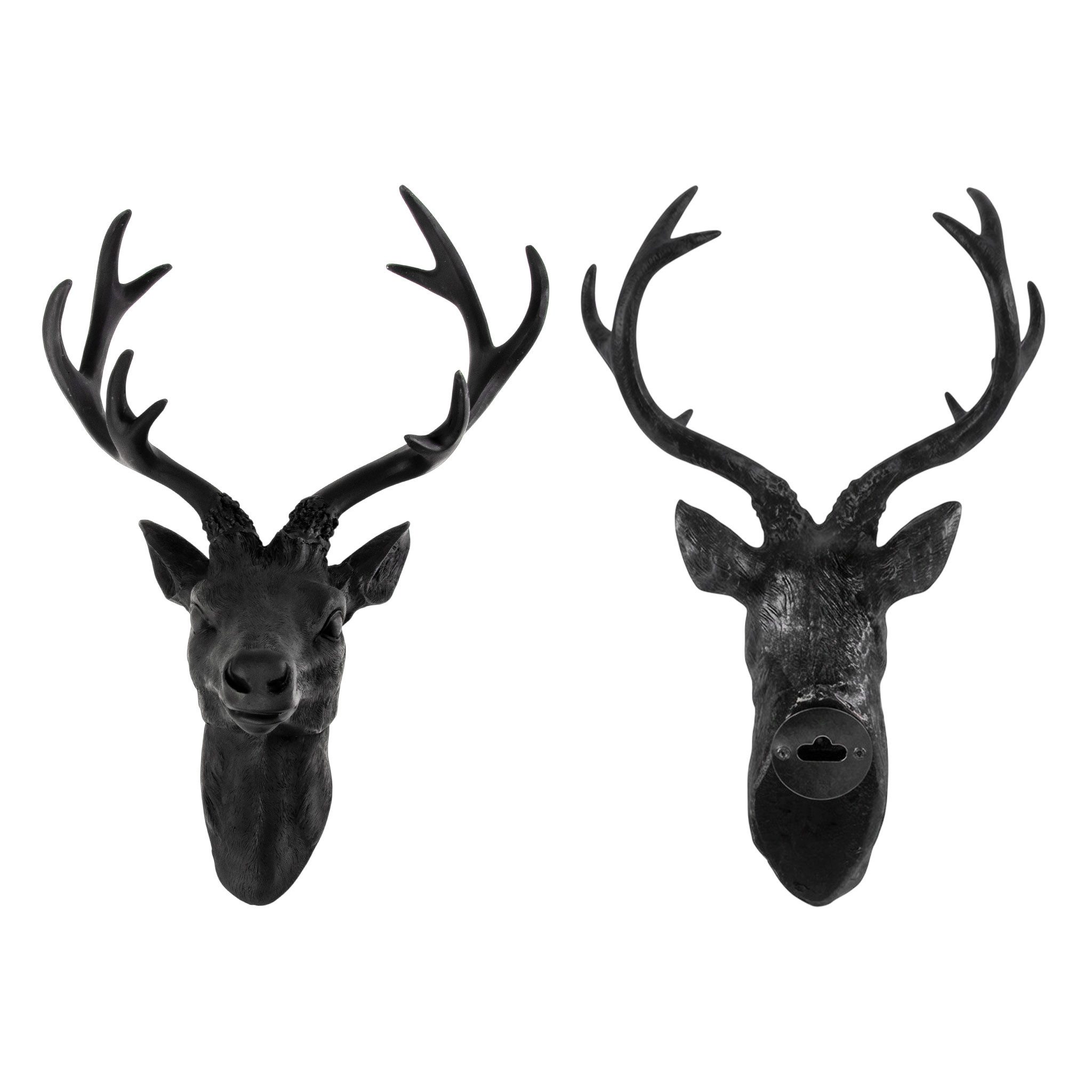 Spetebo Dekogeweih Hirschgeweih schwarz - 40 cm (Stück, 1 St., Geweih), Hirschkopf Wanddeko zum aufhängen